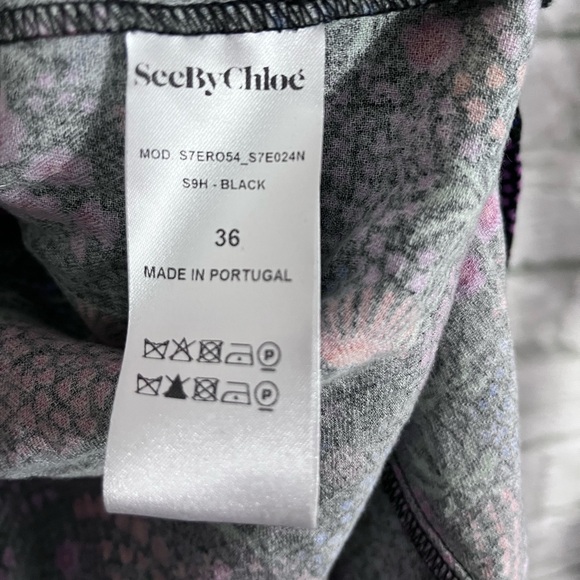 See by Chloe 36 (US 4) Vegas dress black multi-color floral print ruffle sleeves - Picture 11 of 12